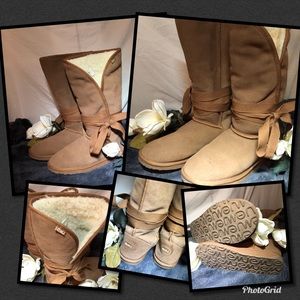 Size 10 EMU suede leather tan boots